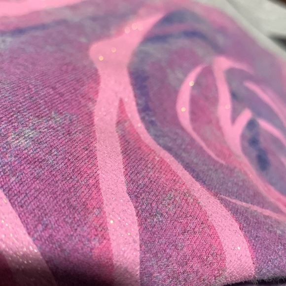 Just My Size Pink and Purple Rose Sparkle Grey Top - Picture 3 of 3